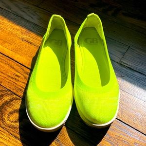 Lime colored giani bini slip on shoes